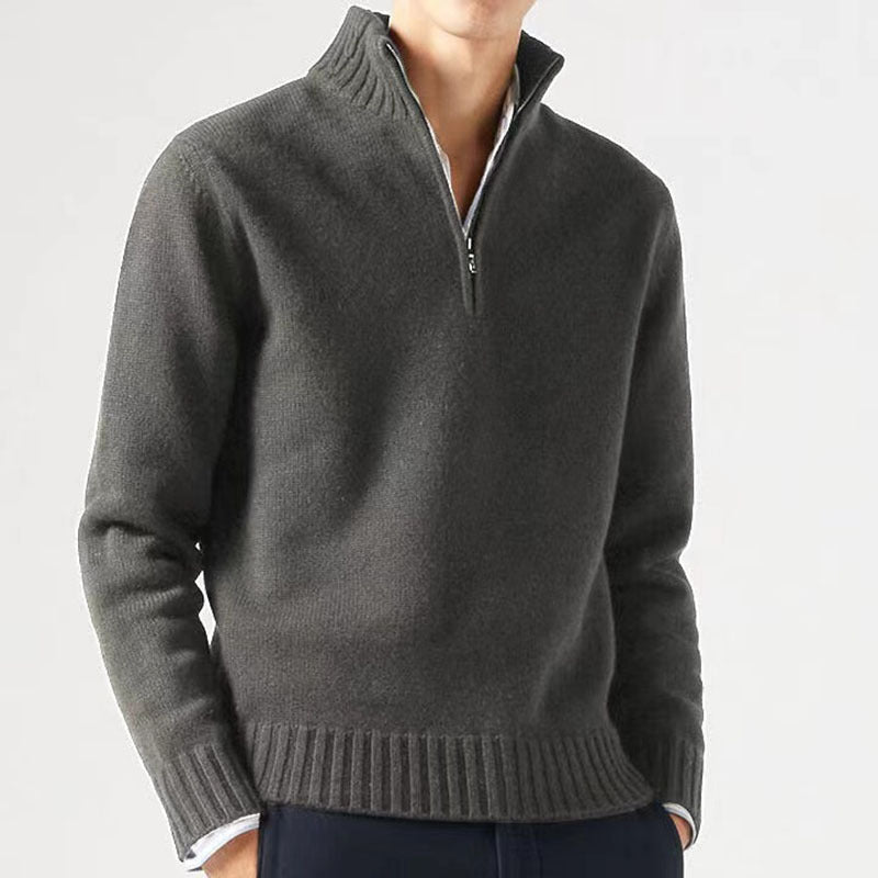 Hommes | Men's Knit Sweater with Zip and Thick Collar - Nalani - Fashion Clothing and Decor