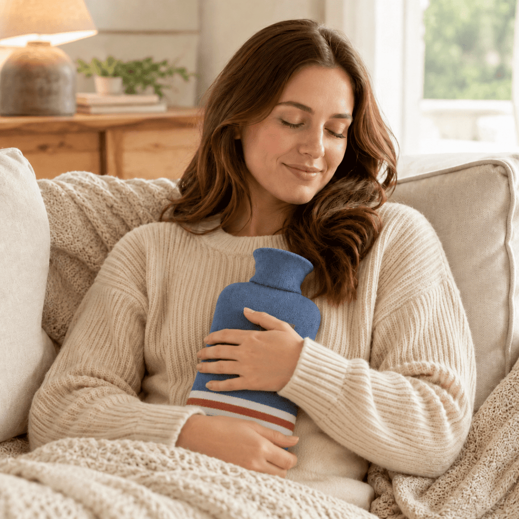 Hot Water Bottle with Knit Cover, 34 oz – Soft Warmth for Cold Winter Nights, 5 Colors - Nalani - Fashion Clothing and Decor