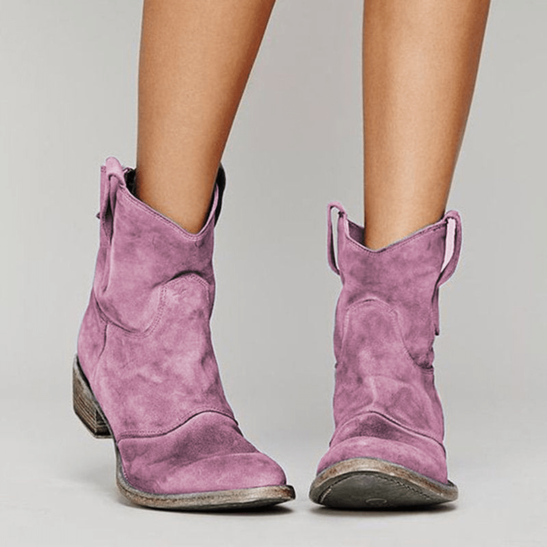 Inspire | Women's Low Heel Slip-On Boots - Ankle Booties - Nalani - Fashion Clothing and Decor