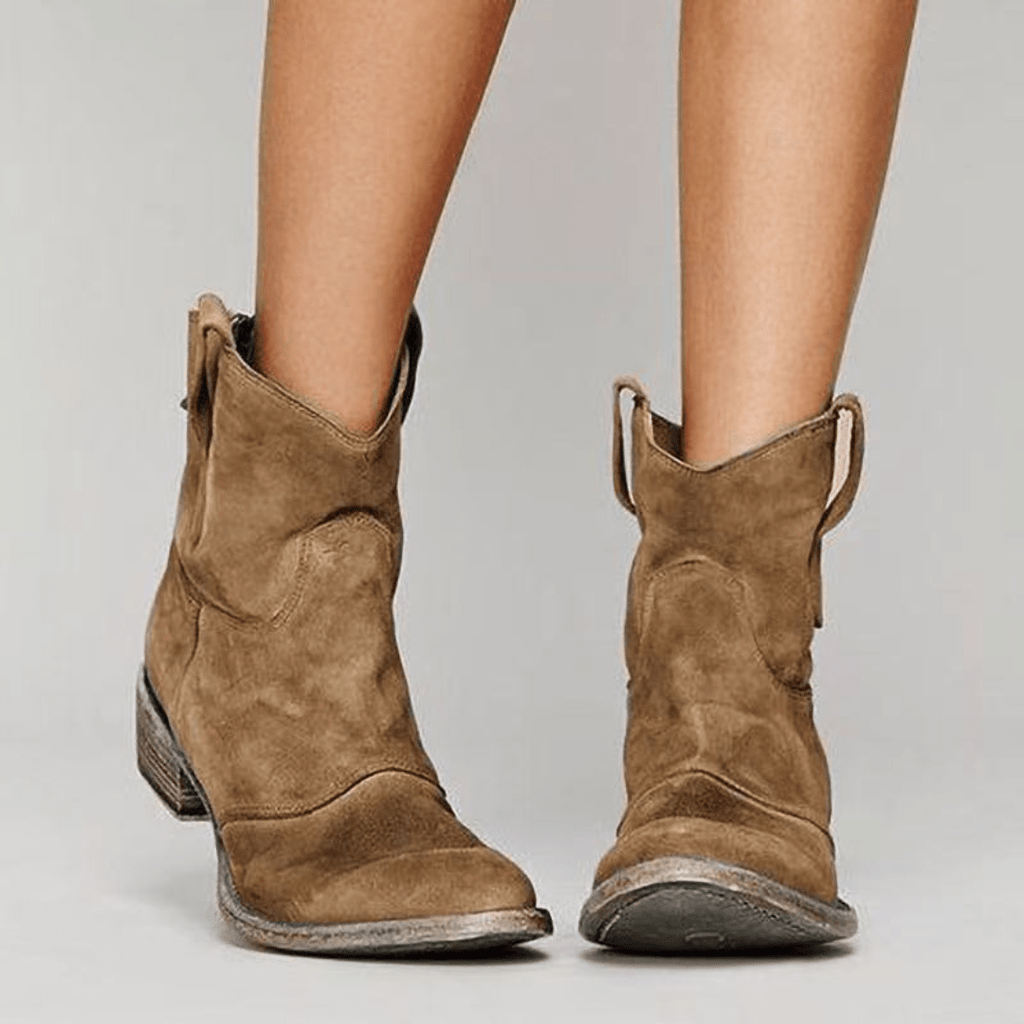 Inspire | Women's Low Heel Slip-On Boots - Ankle Booties - Nalani - Fashion Clothing and Decor