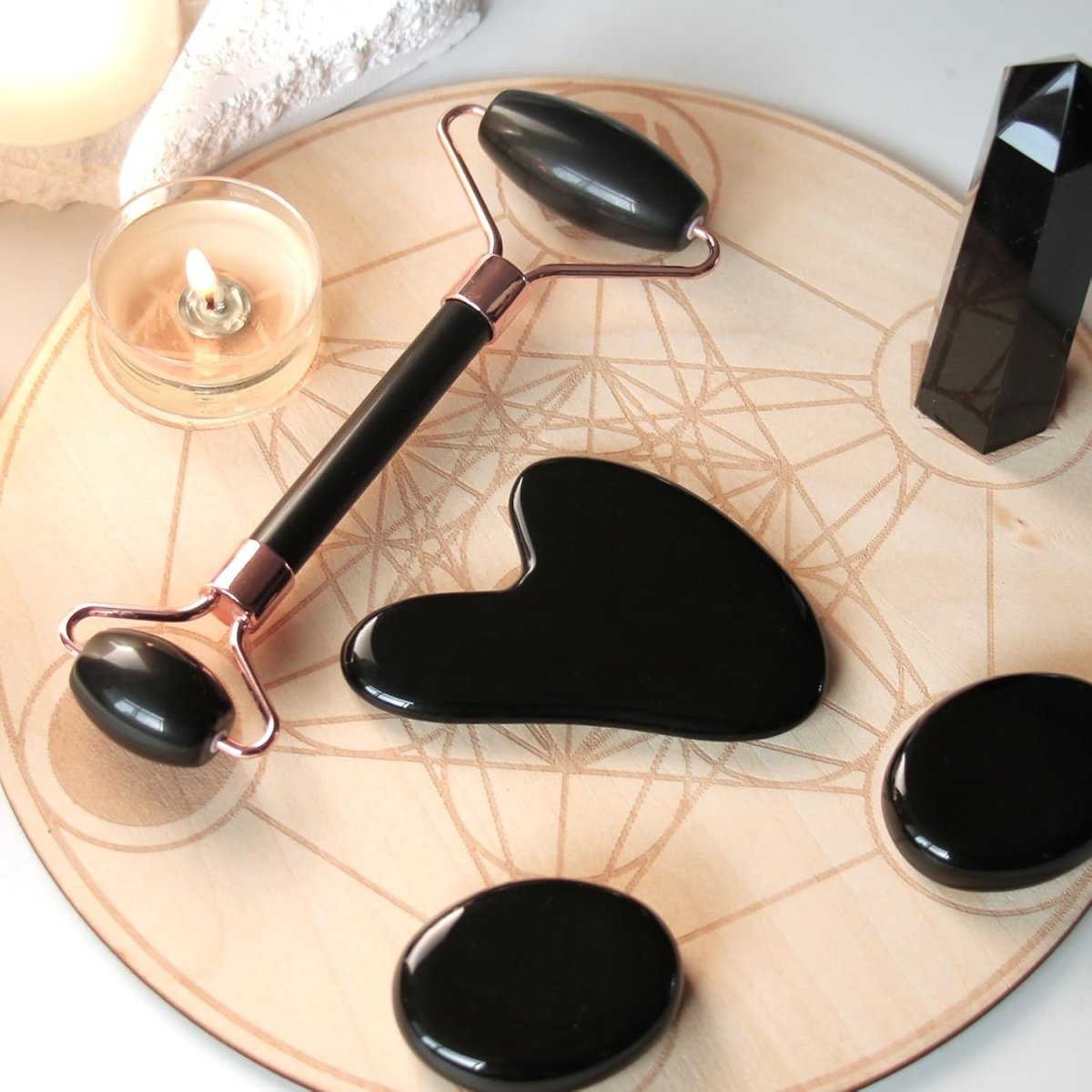 Instant Glow Gua Sha & Jade Roller Set – Face Roller and Gua Sha Facial Massage Tools, 5 Colors - Nalani - Fashion Clothing and Decor