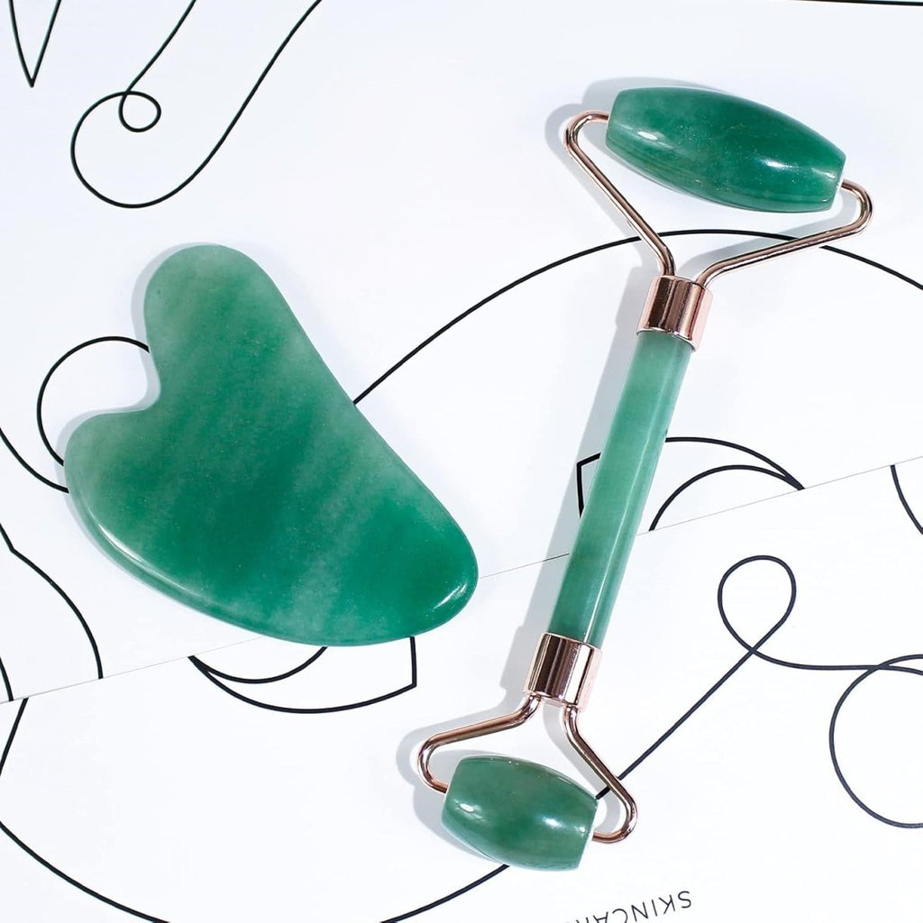 Instant Glow Gua Sha & Jade Roller Set – Face Roller and Gua Sha Facial Massage Tools, 5 Colors - Nalani - Fashion Clothing and Decor