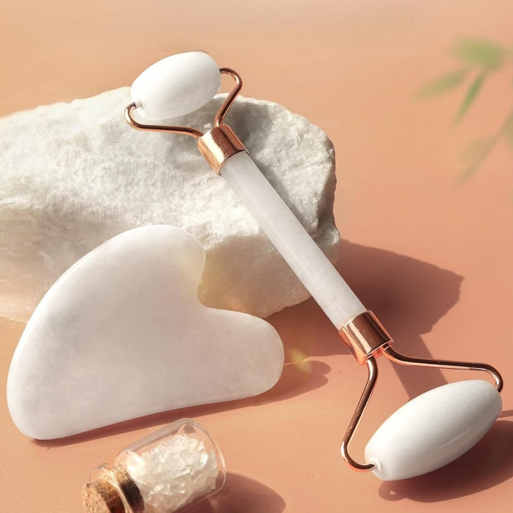 Instant Glow Gua Sha & Jade Roller Set – Face Roller and Gua Sha Facial Massage Tools, 5 Colors - Nalani - Fashion Clothing and Decor