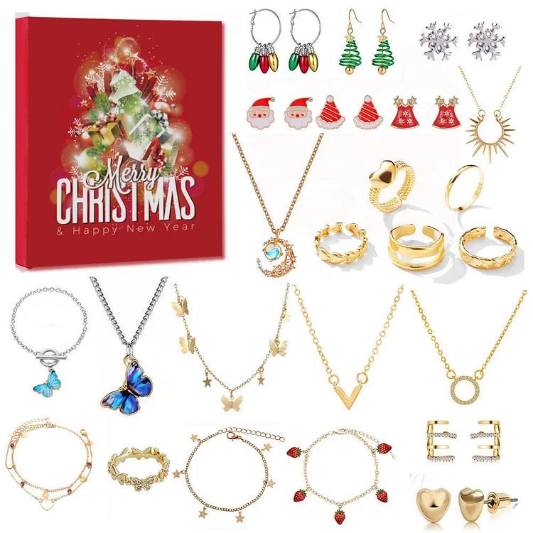 Jewelry Advent Calendar for Women 2026 – 24 Gold & Silver Tone Necklaces, Bracelets & Earrings, Christmas Gift - Nalani - Fashion Clothing and Decor