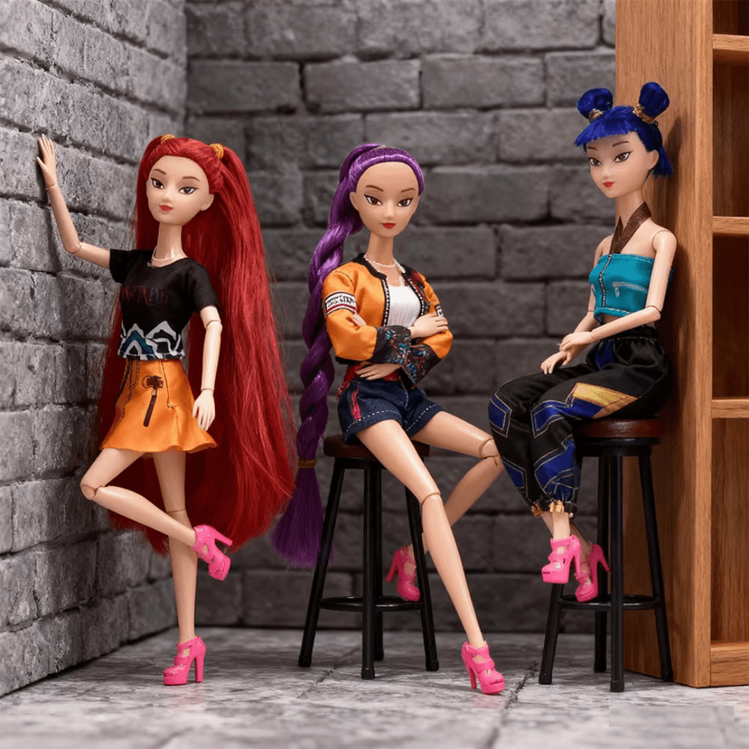 K-Pop Singing Dolls Set of 3 – Music Idol Fashion Dolls with Sound Button, Toy Gift for Kids - Nalani - Fashion Clothing and Decor