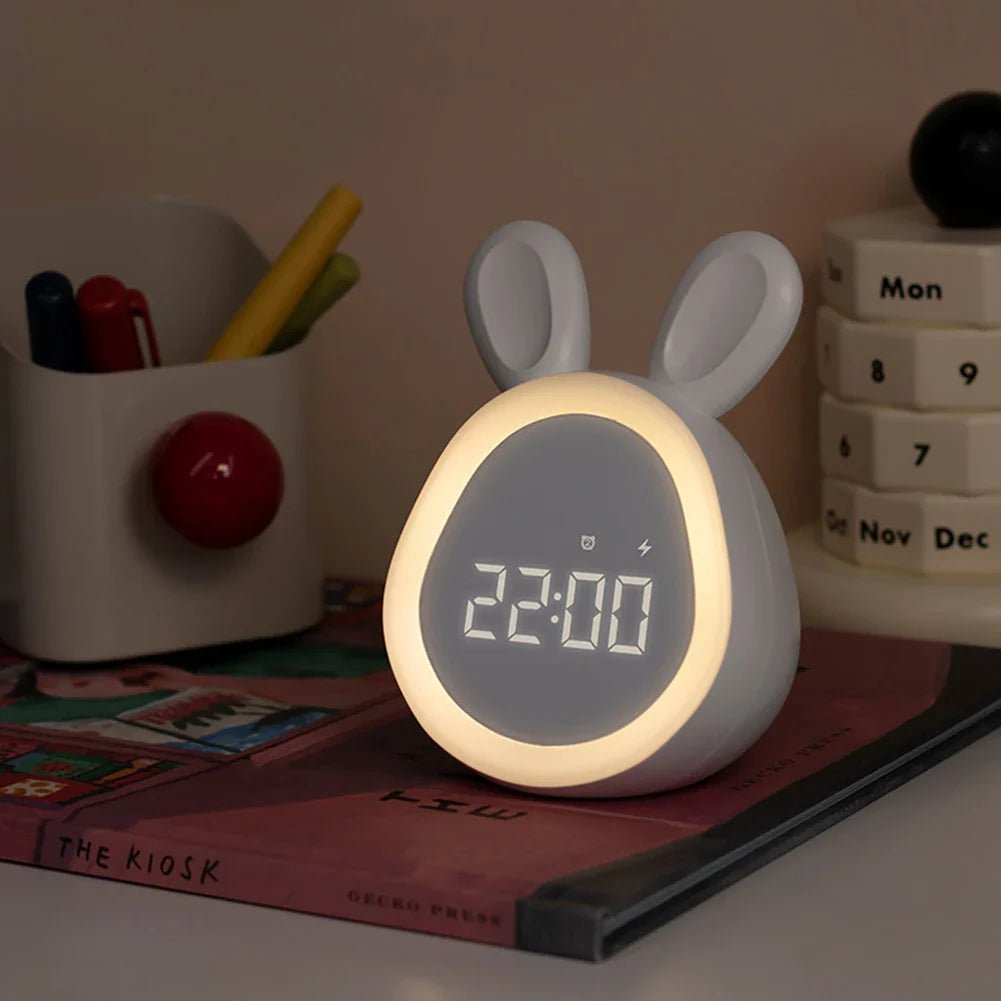 Kids Alarm Clock Bunny with LED Night Light – Children's Alarm Clock with Dimmable Night Light, Pink or White – BunniGlow - Nalani - Fashion Clothing and Decor