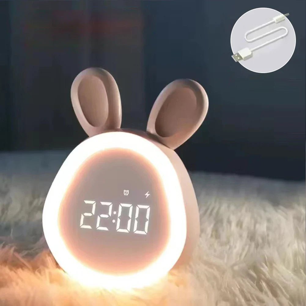 Kids Alarm Clock Bunny with LED Night Light – Children's Alarm Clock with Dimmable Night Light, Pink or White – BunniGlow - Nalani - Fashion Clothing and Decor