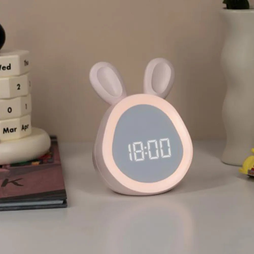 Kids Alarm Clock Bunny with LED Night Light – Children's Alarm Clock with Dimmable Night Light, Pink or White – BunniGlow - Nalani - Fashion Clothing and Decor