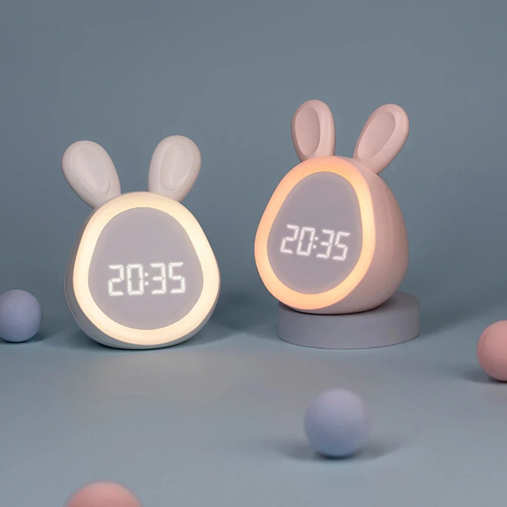 Kids Alarm Clock Bunny with LED Night Light – Children's Alarm Clock with Dimmable Night Light, Pink or White – BunniGlow - Nalani - Fashion Clothing and Decor