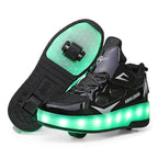 Kids Light Up Roller Shoes – LED Roller Skate Sneakers with Built-In Wheels, Hook & Loop, Boys & Girls, 4 Colors - Nalani - Fashion Clothing and Decor