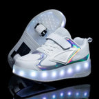 Kids Light Up Roller Shoes – LED Roller Skate Sneakers with Built-In Wheels, Hook & Loop, Boys & Girls, 4 Colors - Nalani - Fashion Clothing and Decor