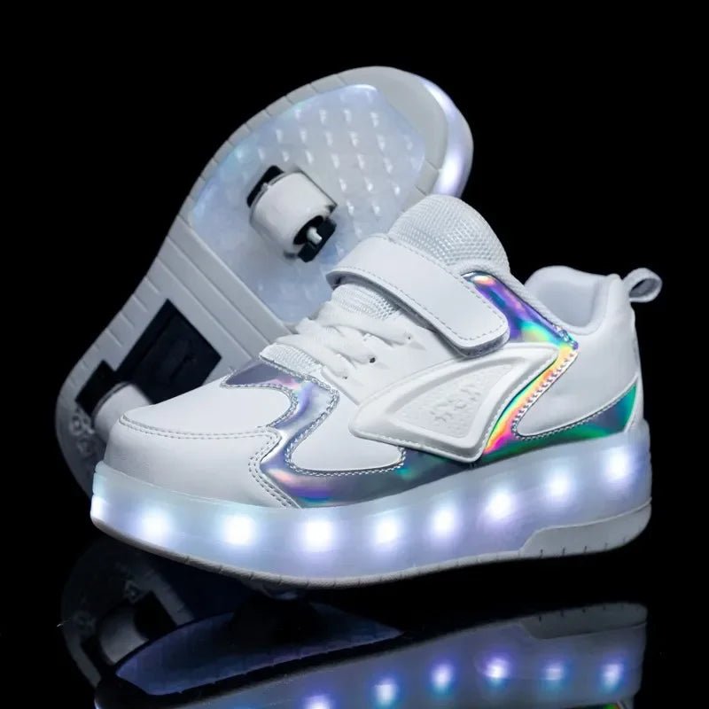 Kids Light Up Roller Shoes – LED Roller Skate Sneakers with Built-In Wheels, Hook & Loop, Boys & Girls, 4 Colors - Nalani - Fashion Clothing and Decor