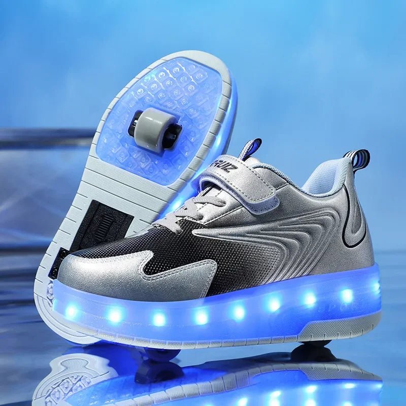 Kids Light Up Roller Shoes – LED Roller Skate Sneakers with Built-In Wheels, Hook & Loop, Boys & Girls, 4 Colors - Nalani - Fashion Clothing and Decor