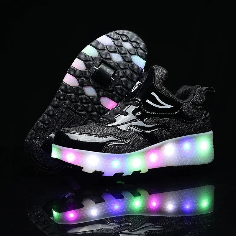 Kids Light Up Roller Shoes – LED Roller Skate Sneakers with Built-In Wheels, Hook & Loop, Boys & Girls, 4 Colors - Nalani - Fashion Clothing and Decor