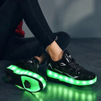 Kids Light Up Roller Shoes – LED Roller Skate Sneakers with Built-In Wheels, Hook & Loop, Boys & Girls, 4 Colors - Nalani - Fashion Clothing and Decor