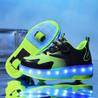 Kids Light Up Roller Shoes – LED Roller Skate Sneakers with Built-In Wheels, Hook & Loop, Boys & Girls, 4 Colors - Nalani - Fashion Clothing and Decor