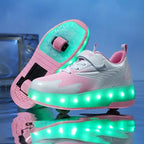 Kids Light Up Roller Shoes – LED Roller Skate Sneakers with Built-In Wheels, Hook & Loop, Boys & Girls, 4 Colors - Nalani - Fashion Clothing and Decor