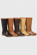 Knee High Boots With Stacked Heel And Round Toe For Women - Nalani - UK Fashion Clothing and Decor