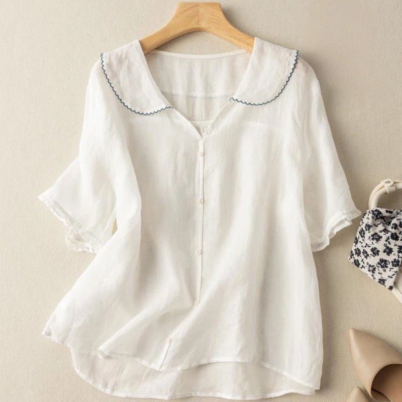 Kristi | Vintage Blouse With Button Detail Soft Lightweight Blouse - Nalani - Fashion Clothing and Decor