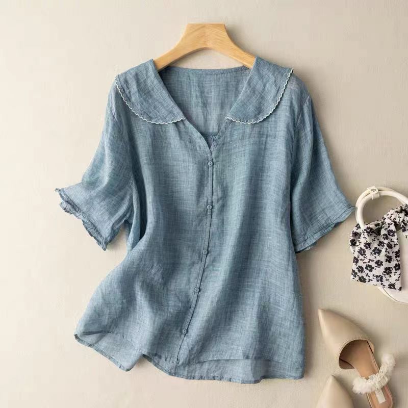 Kristi | Vintage Blouse With Button Detail Soft Lightweight Blouse - Nalani - Fashion Clothing and Decor