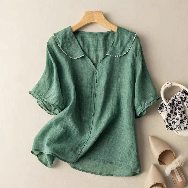 Kristi | Vintage Blouse With Button Detail Soft Lightweight Blouse - Nalani - Fashion Clothing and Decor