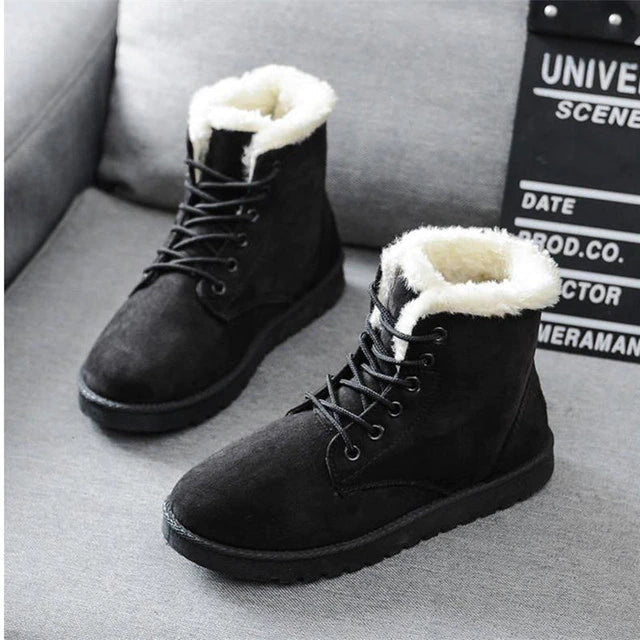 Lace Up Snow Boots For Women With Cross Straps Comfortable Winter - Nalani - UK Fashion Clothing and Decor