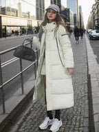 Ladies Down Cotton Padded Long Winter Coat With Hood - Nalani - UK Fashion Clothing and Decor