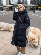 Ladies Down Cotton Padded Long Winter Coat With Hood - Nalani - UK Fashion Clothing and Decor