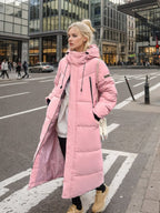 Ladies Down Cotton Padded Long Winter Coat With Hood - Nalani - UK Fashion Clothing and Decor