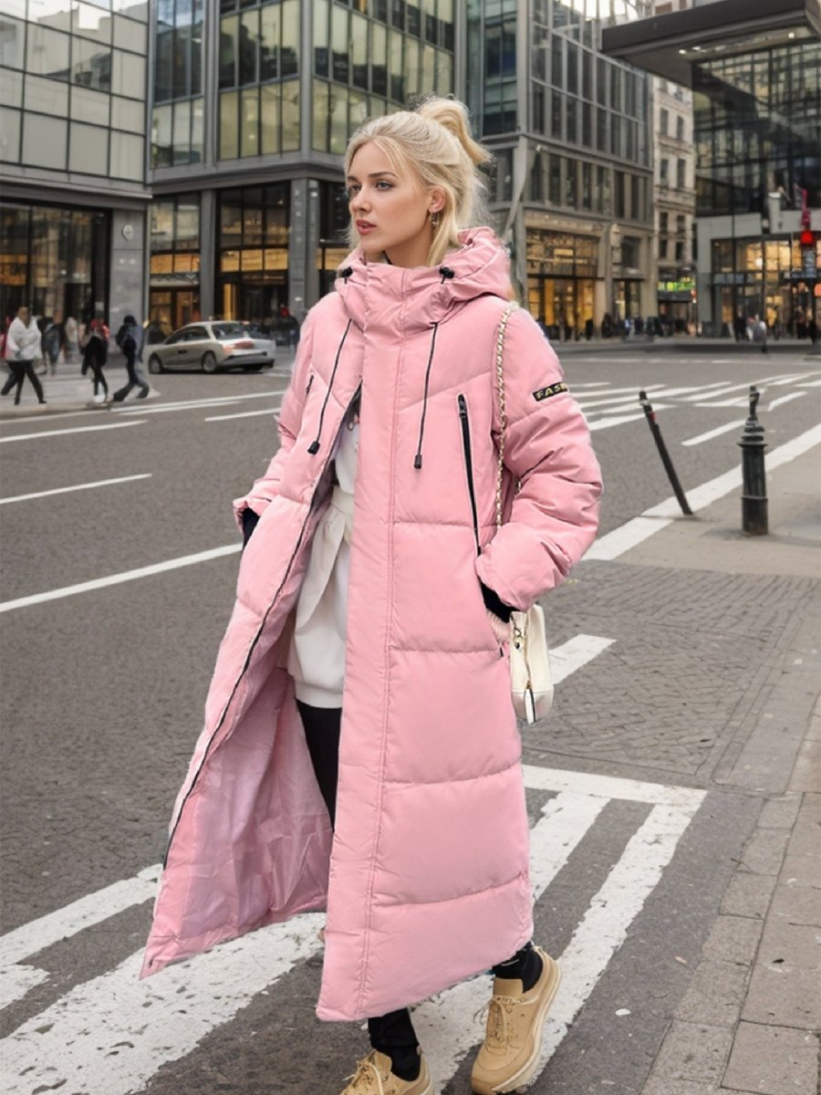 Ladies Down Cotton Padded Long Winter Coat With Hood - Nalani - UK Fashion Clothing and Decor
