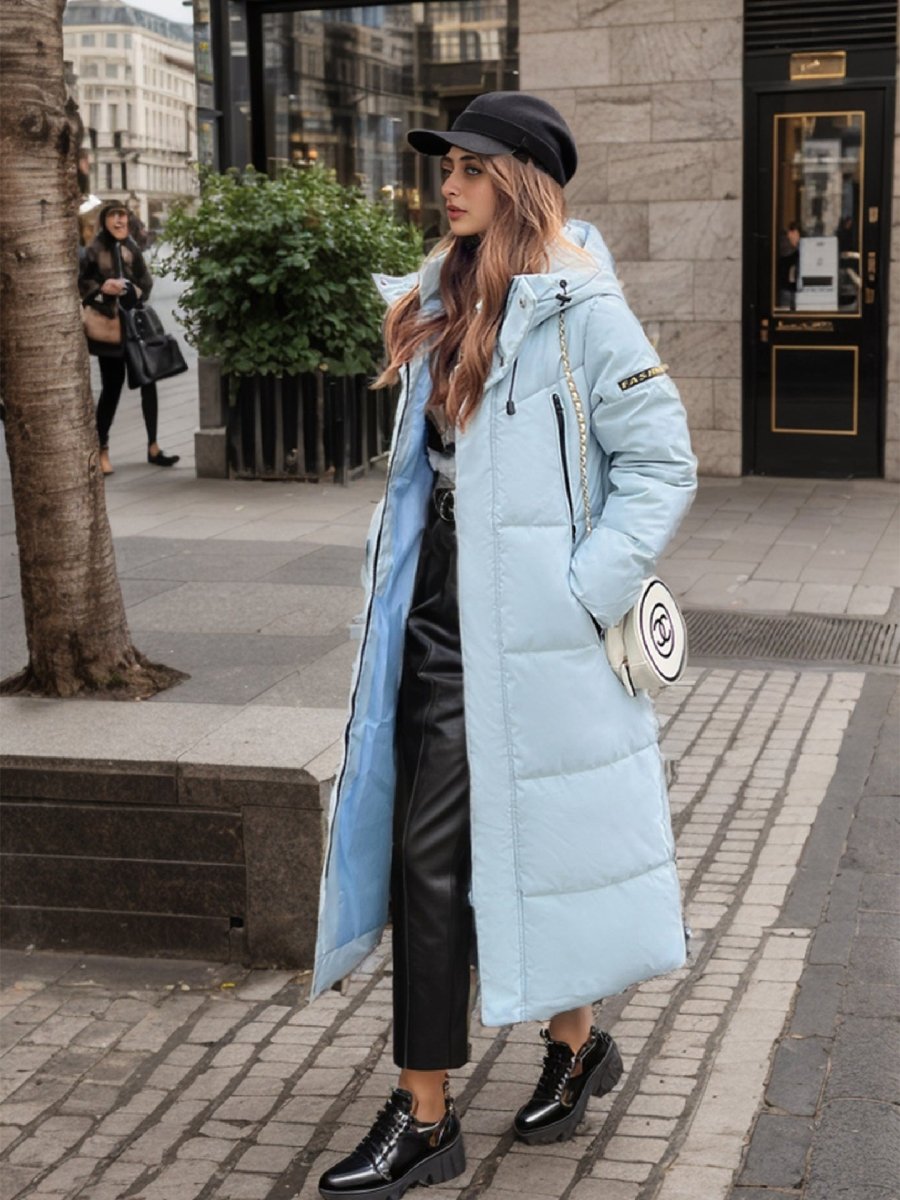 Ladies Down Cotton Padded Long Winter Coat With Hood - Nalani - UK Fashion Clothing and Decor