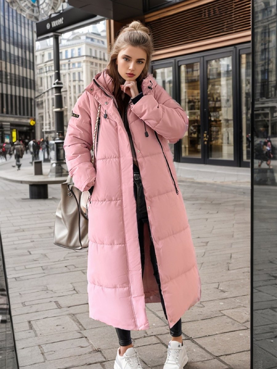 Ladies Down Cotton Padded Long Winter Coat With Hood - Nalani - UK Fashion Clothing and Decor