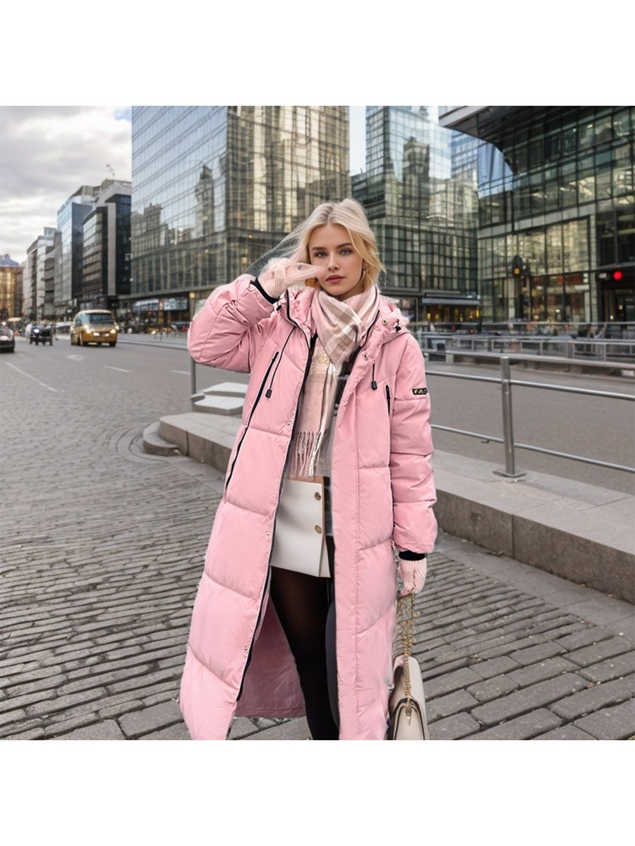 Ladies Down Cotton Padded Long Winter Coat With Hood - Nalani - UK Fashion Clothing and Decor