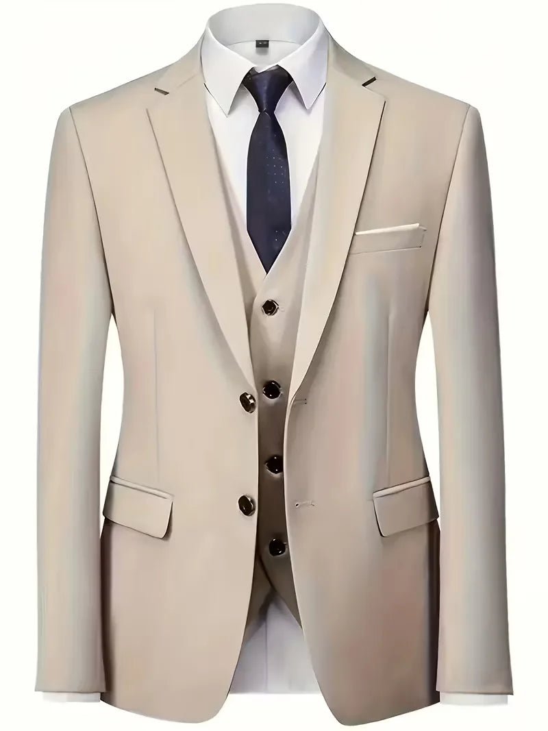 Lanesi - Slim Fit Three - Piece Men's Suit Glossy Finish Blazer - Nalani - Fashion Clothing and Decor