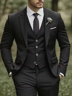 Lanesi - Slim Fit Three - Piece Men's Suit Glossy Finish Blazer - Nalani - Fashion Clothing and Decor
