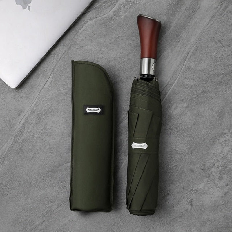 Large Automatic Umbrella with Wooden Handle – 48 in Windproof Golf-Size Umbrella with Fiberglass Frame, 4 Colors - Nalani - Fashion Clothing and Decor