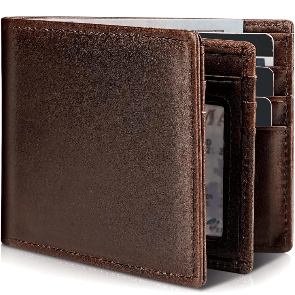 Leather Bifold Wallet for Men with RFID Blocking – Slim Men's Wallet with 13 Card Slots, Brown, Dark Brown & Black | Hommes - Nalani - Fashion Clothing and Decor