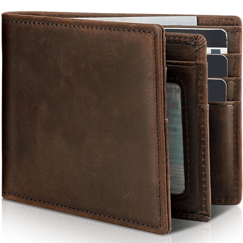 Leather Bifold Wallet for Men with RFID Blocking – Slim Men's Wallet with 13 Card Slots, Brown, Dark Brown & Black | Hommes - Nalani - Fashion Clothing and Decor