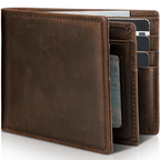 Leather Bifold Wallet for Men with RFID Blocking – Slim Men's Wallet with 13 Card Slots, Brown, Dark Brown & Black | Hommes - Nalani - Fashion Clothing and Decor