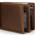 Leather Bifold Wallet for Men with RFID Blocking – Slim Men's Wallet with 13 Card Slots, Brown, Dark Brown & Black | Hommes - Nalani - Fashion Clothing and Decor