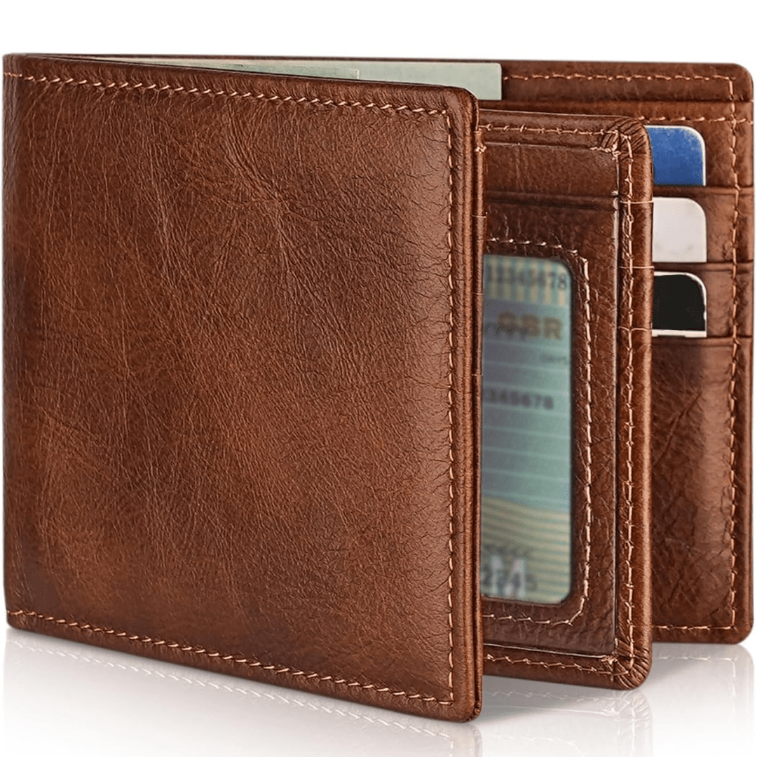 Leather Bifold Wallet for Men with RFID Blocking – Slim Men's Wallet with 13 Card Slots, Brown, Dark Brown & Black | Hommes - Nalani - Fashion Clothing and Decor