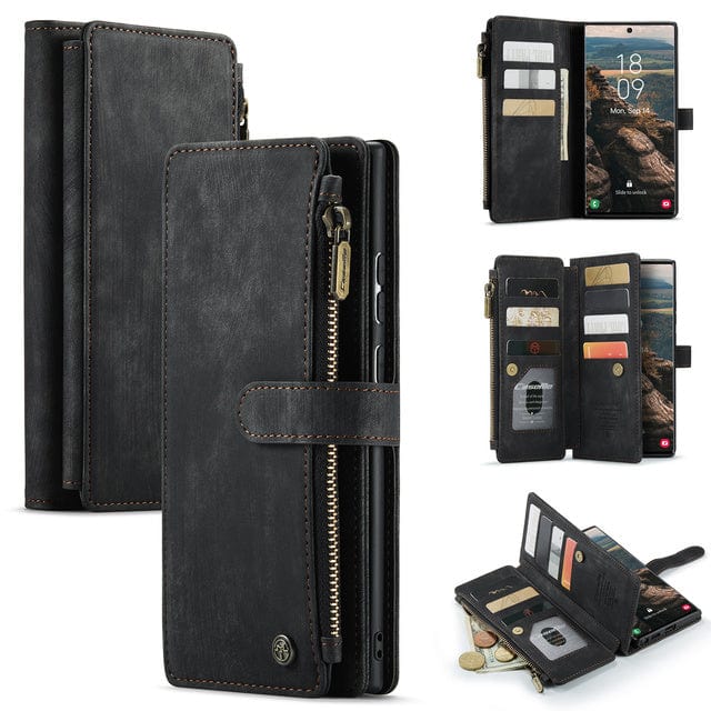 Leather Wallet Case With Zipper For Smartphones Card Slots - Nalani - UK Fashion Clothing and Decor