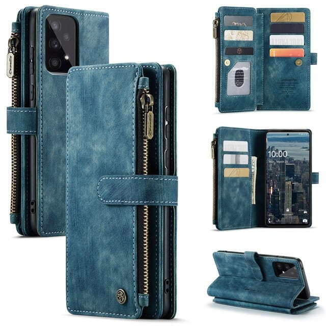 Leather Zipper Wallet Case For A Series Phones With Cards - Nalani - UK Fashion Clothing and Decor