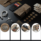 Leather Zipper Wallet Case For A Series Phones With Cards - Nalani - UK Fashion Clothing and Decor