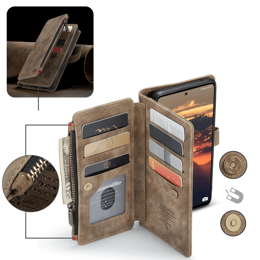 Leather Zipper Wallet Case For A Series Phones With Cards - Nalani - UK Fashion Clothing and Decor