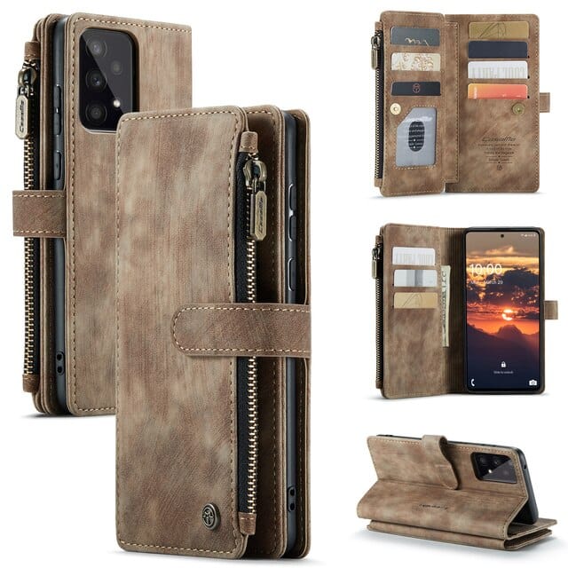Leather Zipper Wallet Case For A Series Phones With Cards - Nalani - UK Fashion Clothing and Decor