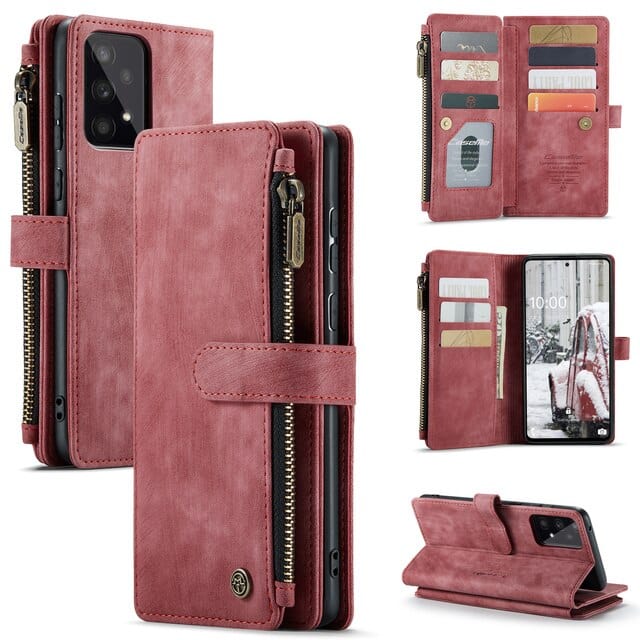 Leather Zipper Wallet Case For A Series Phones With Cards - Nalani - UK Fashion Clothing and Decor