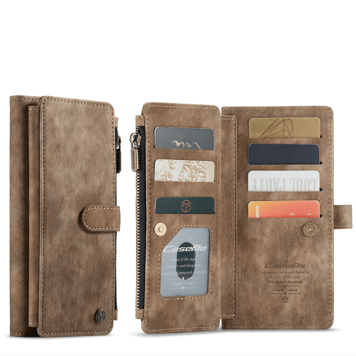 Leather Zipper Wallet Case For A Series Phones With Cards - Nalani - UK Fashion Clothing and Decor
