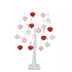 LED Birch Tree with 18 Heart Ornaments – 24 in Warm White Light Up Tree, Battery or USB, Valentine's & Anniversary Gift - Nalani - Fashion Clothing and Decor