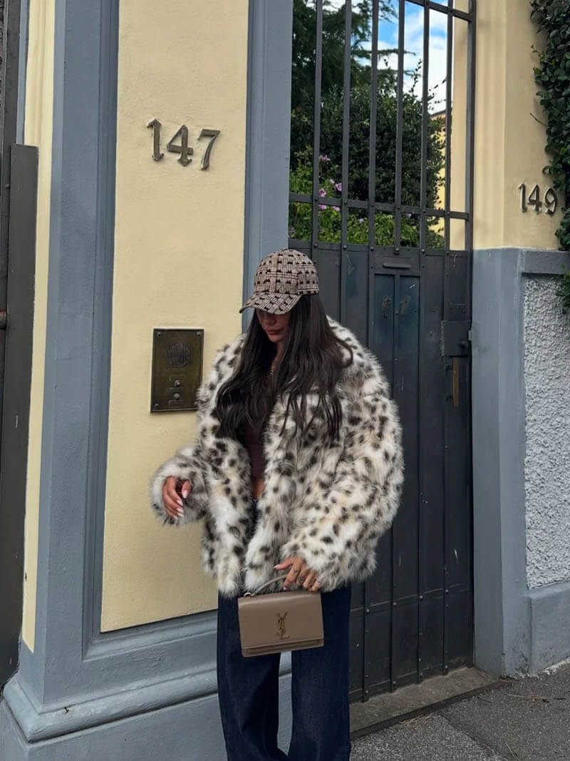 Leopard Print Faux Fur Coat With Plush Cozy Warmth - Nalani - UK Fashion Clothing and Decor